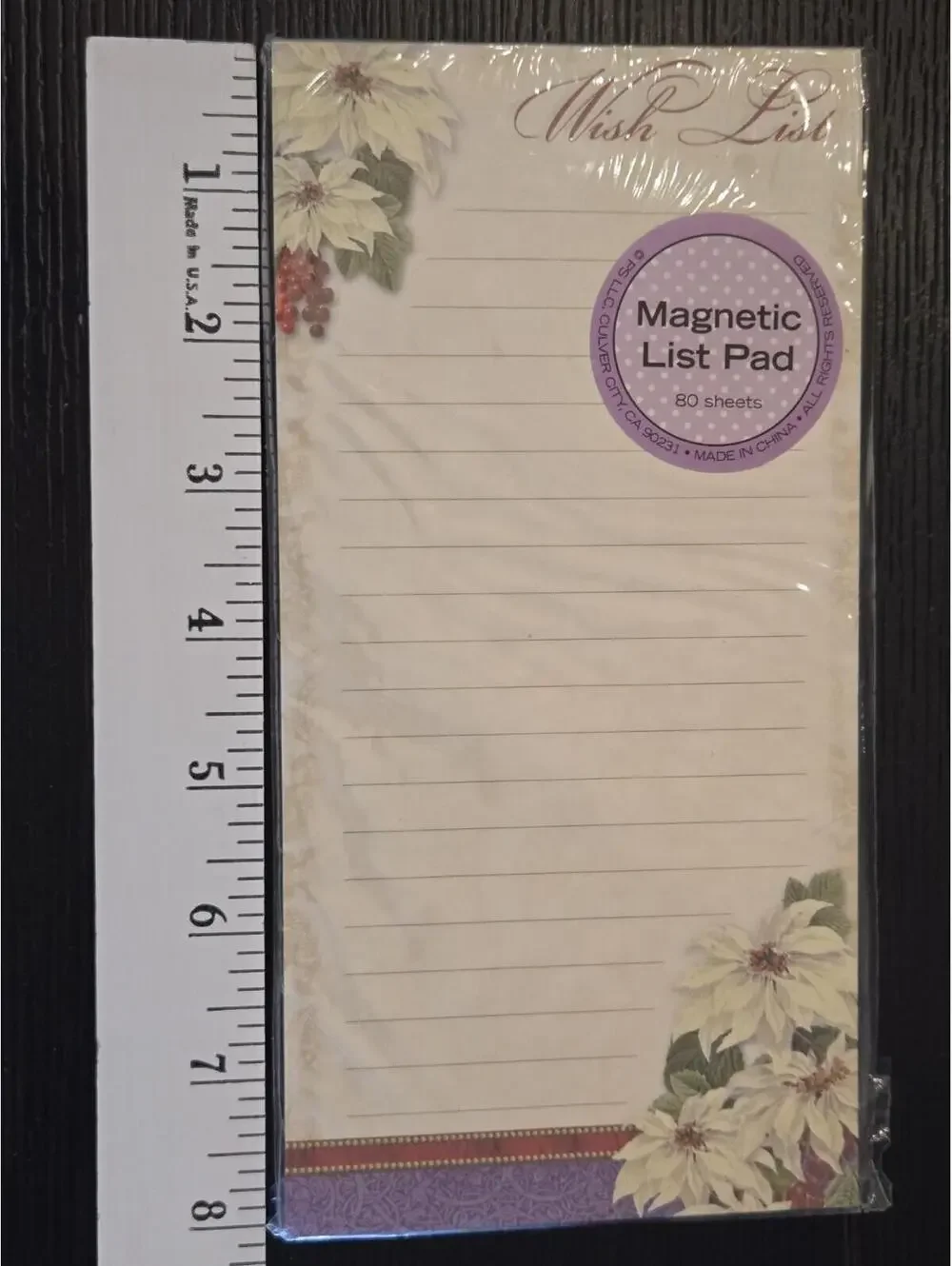 Pooch & Sweetheart Wish List Purple Floral Magnetic List Pad 80 Sheets Sealed